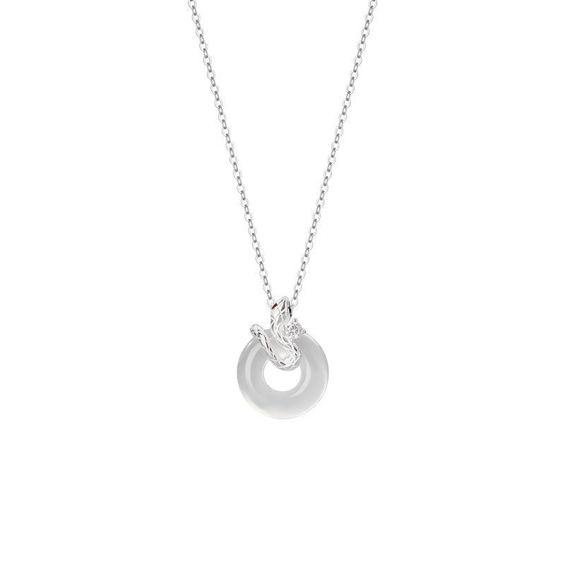 S925 Sterling Silver New Year Smart Snake Necklace, Auspicious Snake Zodiac Necklace for the Year of the Snake, Clavicle Chain