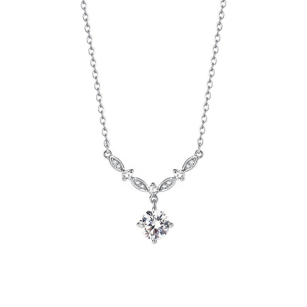 S999 Sterling Silver Sparkling Zircon Necklace for Women - Versatile High-End Niche Light Luxury Fine Silver Collarbone Chain