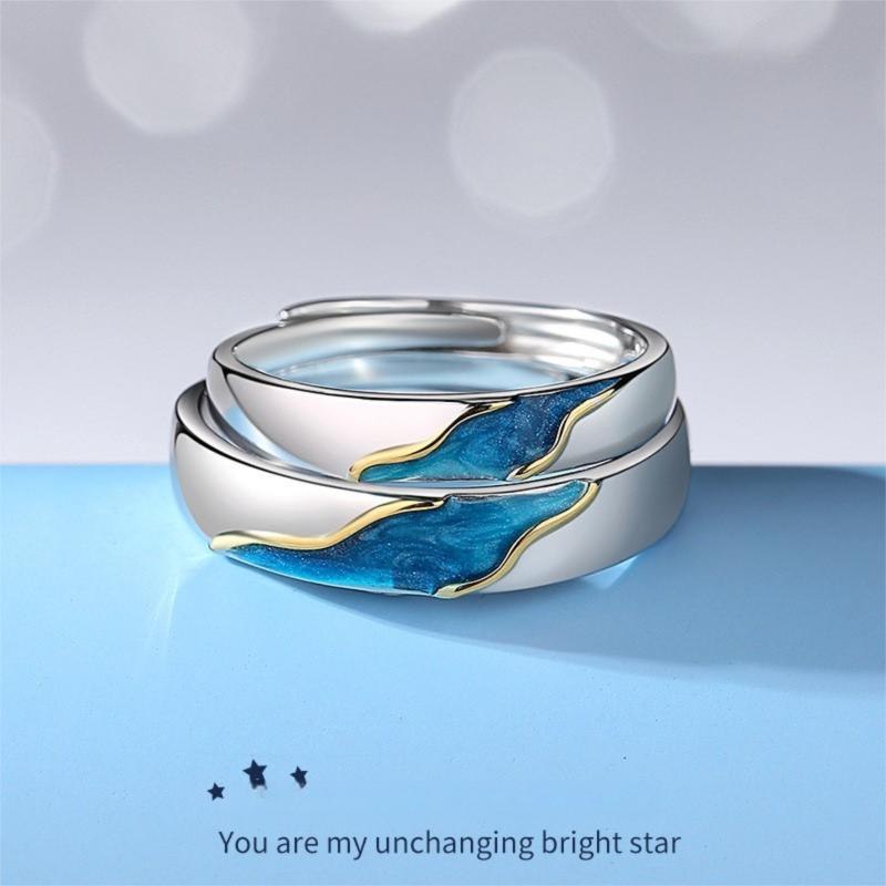 Original Biana Starry Sky couple rings for women, made of s925 sterling silver, with a luxurious yet simple and unique style. The open - ended enamel couple rings are perfect for Valentine's Day.