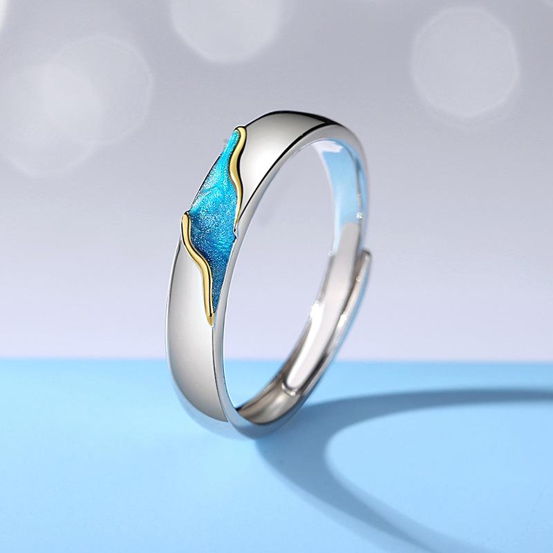 Original Biana Starry Sky couple rings for women, made of s925 sterling silver, with a luxurious yet simple and unique style. The open - ended enamel couple rings are perfect for Valentine's Day.