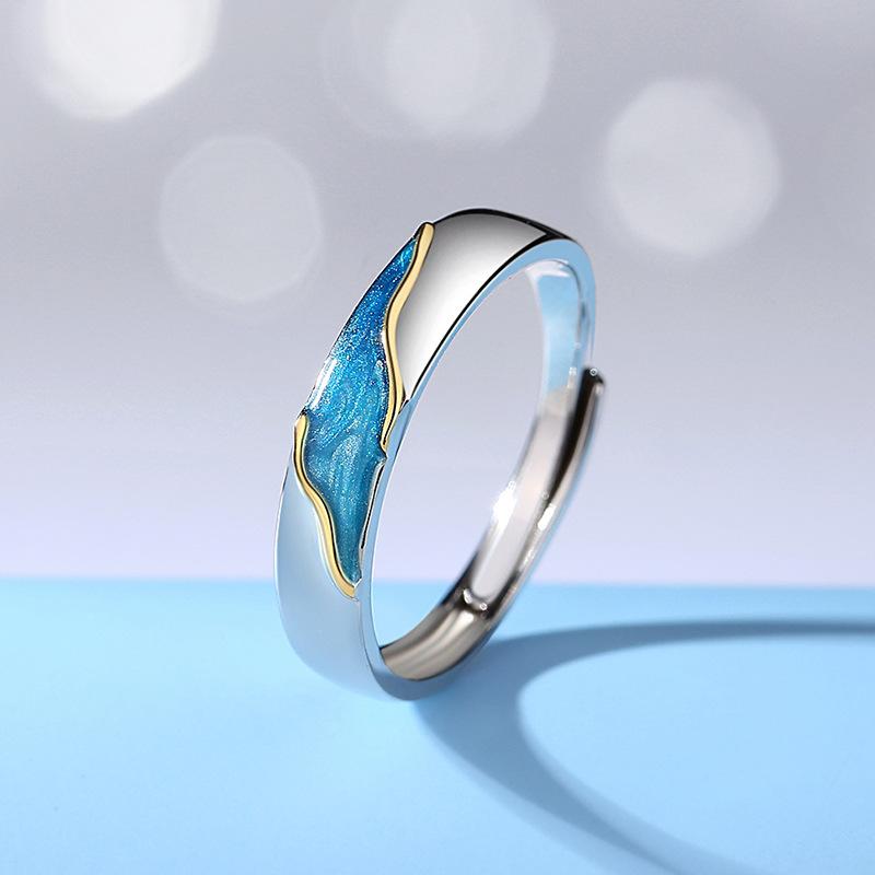 Original Biana Starry Sky couple rings for women, made of s925 sterling silver, with a luxurious yet simple and unique style. The open - ended enamel couple rings are perfect for Valentine's Day.